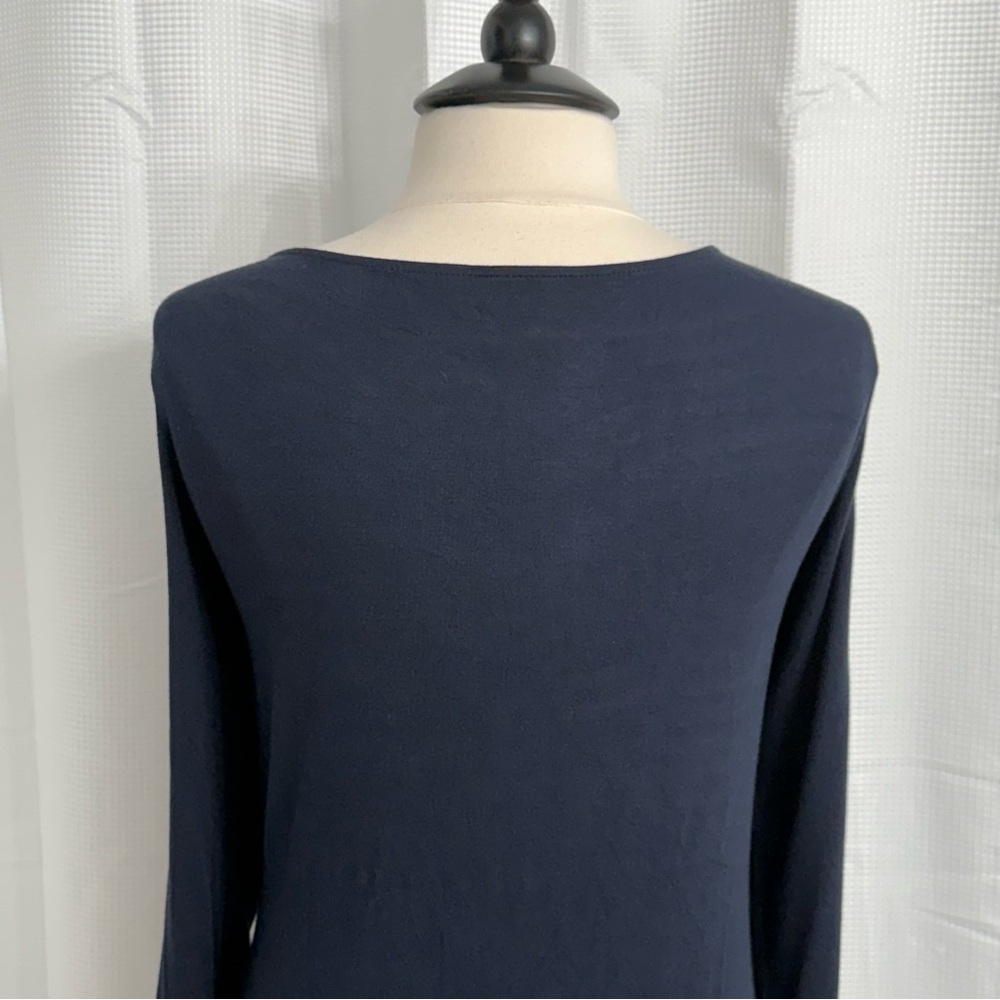 212 Collection Women's 3/4 Sleeves, Easywear Draped Cowl Neck Top, Navy, Size XL - Picture 6 of 7